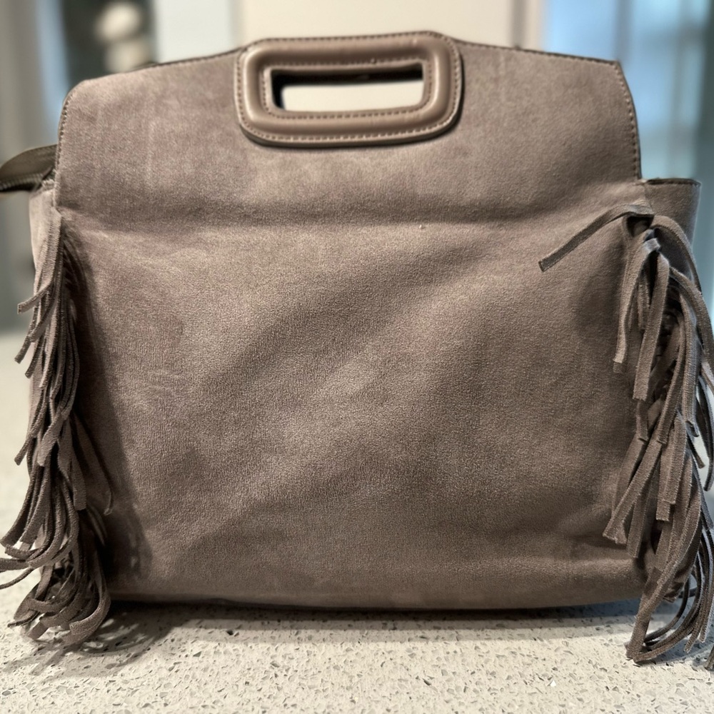 Melie Bianco light gray vegan suede bag